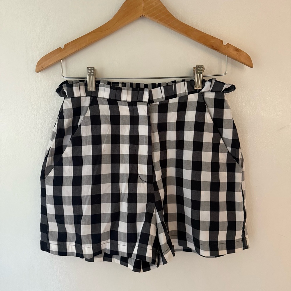 Revolve Azulu Women’s 6 Shorts Black and White Checkered Plaid High Waist Shorts